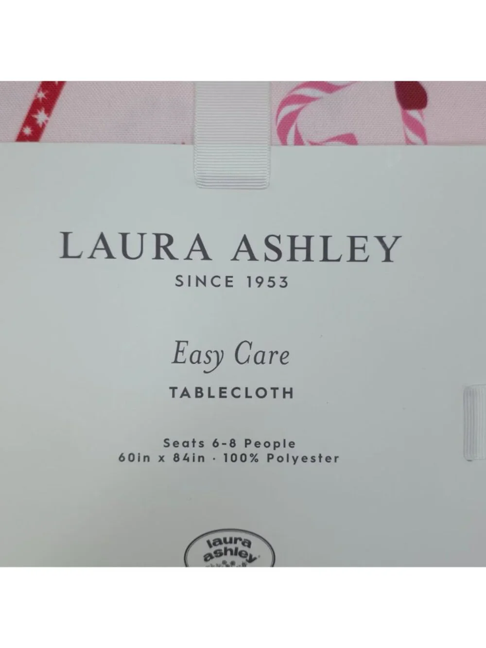 Laura Ashley Pink Peppermint Easy Care Tablecloth 60
